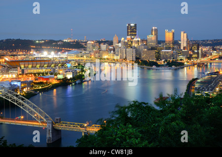 West End Bridge and downtown Pittsburgh, Pennsylvania, USA. Stock Photo