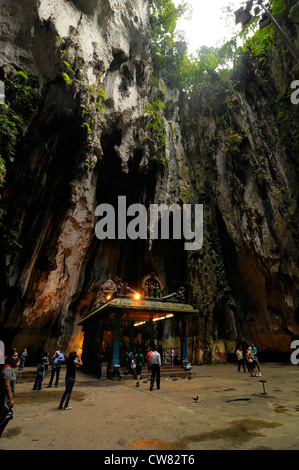 devotees and worshippers at Lord Murugan Temple inside Batu Caves,sacred place of worship for hindu people,kuala lumpur Stock Photo