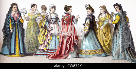 This 1882 illustration shows Italian women. The two at left date to ...