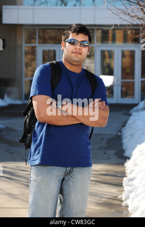 Young Eastern College Student in school campus Stock Photo