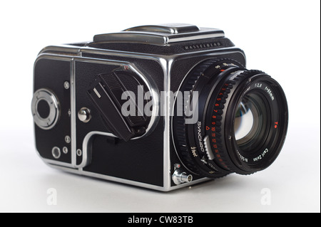 Hasselblad 500 C/M Camera with Carl Zeiss PLANAR T 80mm Standard  Lens on White Background Stock Photo