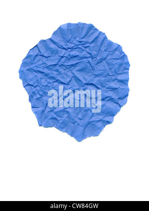 isolated on white crumpled blue paper background Stock Photo