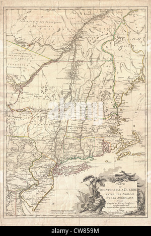 1777 Brion de La Tour Map of New York and New England (Revolutionary War) Stock Photo