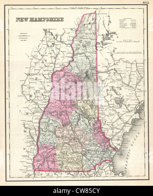 1857 Colton Map of New Hampshire Stock Photo