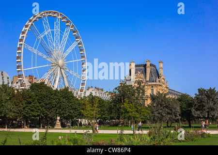 The Big Wheel in the Tuileries garden and the Louvre Museum Paris, Ile de France, France, Europe, EU Stock Photo