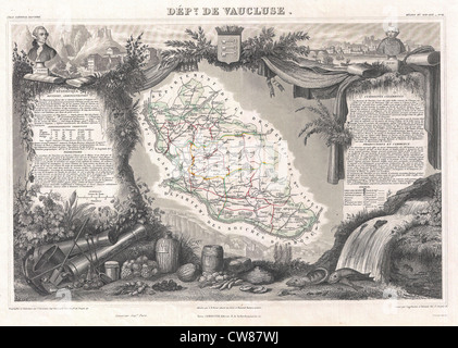 1852 Levasseur Map of the Department De Vaucluse, France Stock Photo