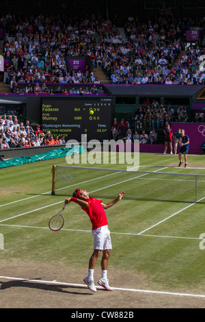 Roger Federer (SUI) wins the silver medal in the Men's Tennis Final at the Olympic Summer Games, London 2012