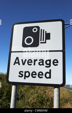 average speed road safety traffic cameras warning sign scotland uk united kingdom Stock Photo