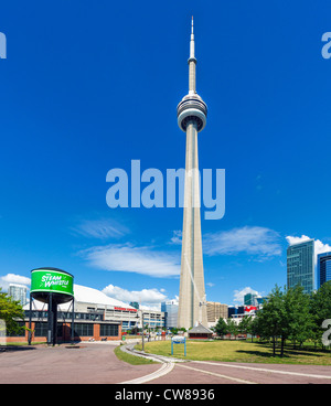 The CN Tower from Roundhouse Park, Toronto, Ontario, Canada Stock Photo