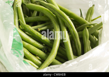 a bag of fresh string beans Stock Photo