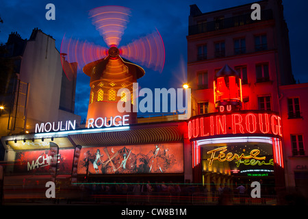 Moulin Rouge, French for Red Mill, is a cabaret in the Pigalle area of Paris, France Stock Photo