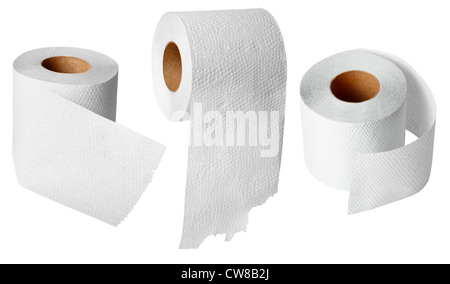 Rolls of toilet paper isolated on white background Stock Photo