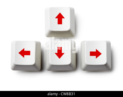 Four cursor arrow keys on white background Stock Photo