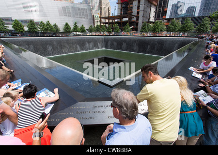 People gathered at South Pool Memorial, Ground Zero, World Trade Center One Stock Photo