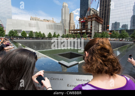 People gathered at South Pool Memorial, Ground Zero, World Trade Center One Stock Photo