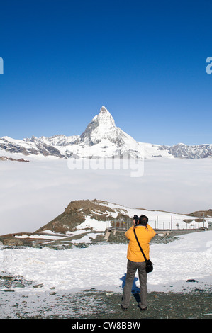 Gornergrat Peak, Switzerland. Matterhorn from atop Gornergrat. Stock Photo