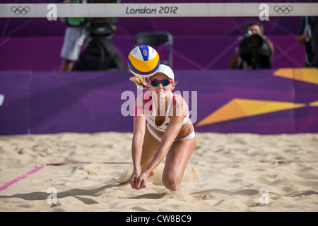 Jennifer Kessy (USA) competing in Beach Volleyball at the Olympic Summer Games, London 2012 Stock Photo