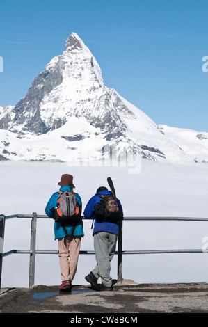 Gornergrat Peak, Switzerland. Matterhorn from atop Gornergrat. Stock Photo