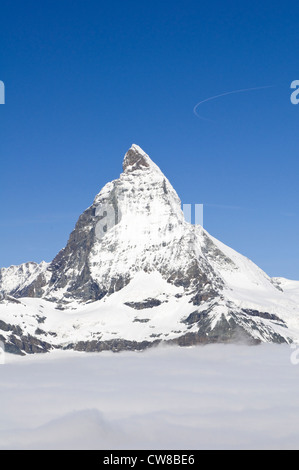 The Matterhorn, Pennine Alps from atop Gornergrat Peak Zermatt, Switzerland. Stock Photo