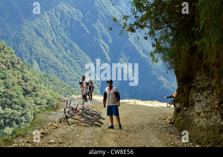 Death Road in Bolivia near La Paz in the Yungas mountains. A very dangerous road but exciting for cyclists... Stock Photo