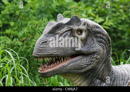 Allosaurus dinosaur animatronic model at Bristol Zoo Stock Photo