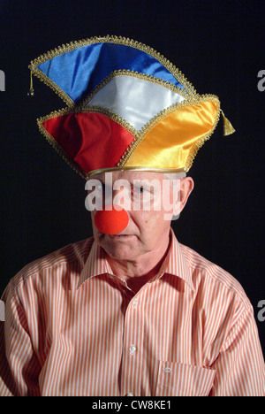 Berlin, older man with Faschingsmuetze Stock Photo