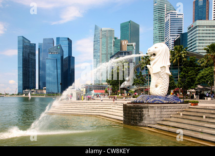 Asia Singapore The Merlion, one of Singapore's most famous landmarks. Stock Photo