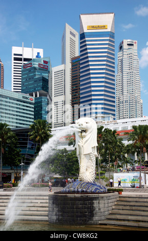 Asia Singapore The Merlion, one of Singapore's most famous landmarks. Stock Photo