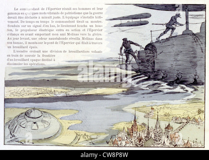 War in the 20th century, illustration by Robida Stock Photo