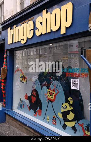 Edinburgh Festival Fringe Shop sign, High Street, Royal Mile, Edinburgh city centre, Scotland, UK Stock Photo