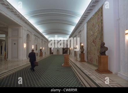 Indoors in the Palace of the Parliament (Palatul Parlamentului) in Bucharest Stock Photo