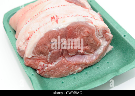 a boneless lamb shoulder joint ready for the oven Stock Photo