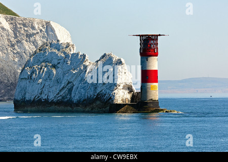 The Needles and Needles Lighthouse  Isle of Wight, UK Stock Photo