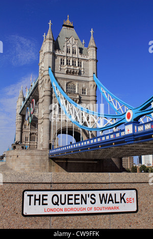 Tower Bridge from The Queen's Walk SE1 London England UK Stock Photo