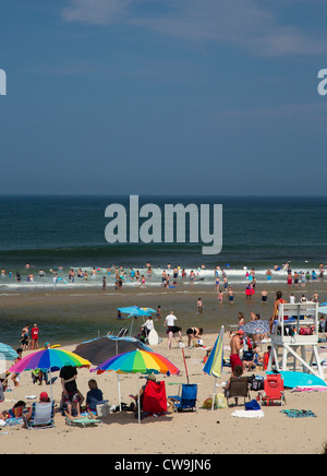 Truro, Massachusetts - The crowded Head of the Meadow Beach in Cape Cod National Seashore. Stock Photo