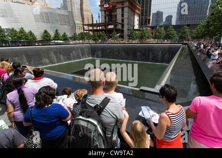 People gathered at South Pool Memorial, Ground Zero, World Trade Center One Stock Photo