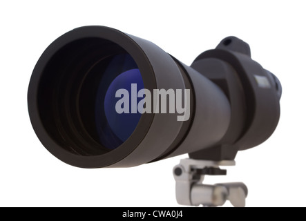 Modern spyglass isolated on white Stock Photo