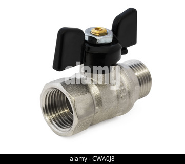 Water brass ball valve isolated on white Stock Photo
