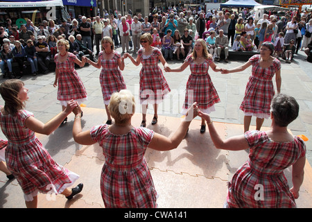Step This Way Appalachian clog dancers perform at Durham Folk Party 2012, north east England UK Stock Photo