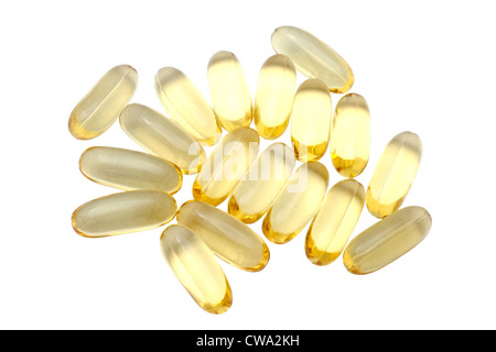 Omega-3 capsules isolated on white background Stock Photo
