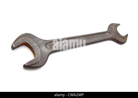 old wrench isolated on white background Stock Photo