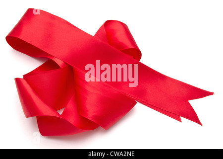 Red ribbon isolated on white background Stock Photo
