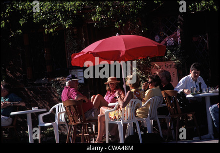 Group of People enjoying Tea in the Village of Chilham Kent England Stock Photo