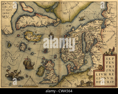 1570 map of Europe. From Abraham Ortelius' atlas, 