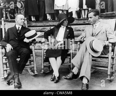 President Calvin Coolidge, First Lady Grace Coolidge and John Coolidge at the Hot Springs Country Club in South Dakota, 1927. Stock Photo