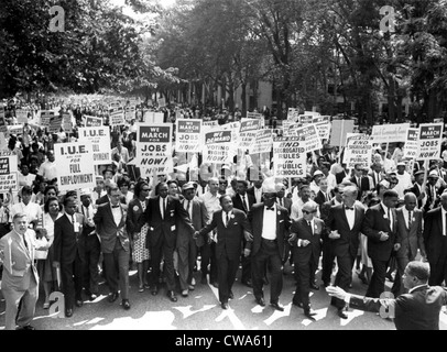WASHINGTON, DC: Leaders of the March on Washington, lock hands & arms together as they move along Constitution Ave, August 28, Stock Photo