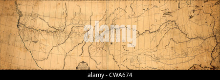 1807 map of the discoveries of Capt. Lewis & Clark including the Rocky Mountain and the Columbia River at the north Pacific Stock Photo