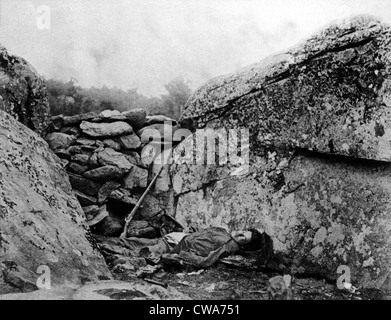 BATTLE OF GETTYSBURG-The body of a sharpshooter at his post Stock Photo ...