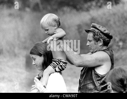 Actress Beverly Bentley (Norman Mailer's wife), their son Michael, and Norman Mailer on the set of MAIDSTONE (1968).. Courtesy: Stock Photo