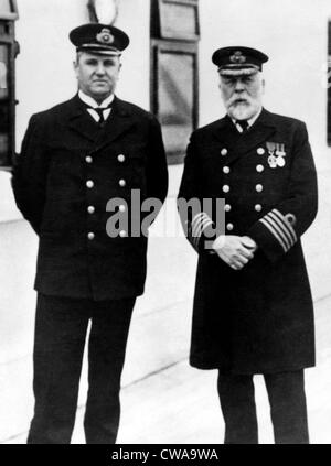 Captain Edward Smith (right), of the RMS Titanic, which sank after hitting an iceberg, 1912.. Courtesy: CSU Archives / Everett Stock Photo